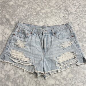 American Eagle Outfitters Distressed Light Blue Jean Shorts